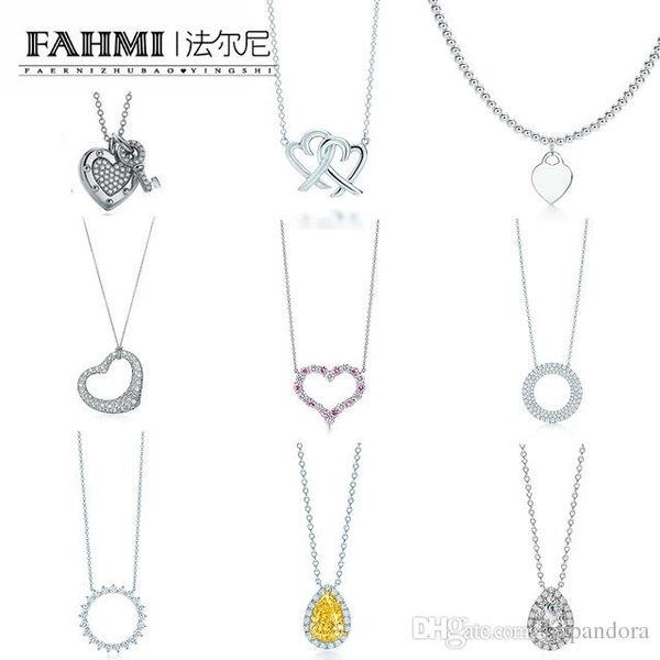 

fahmi charm 925 sterling silver love twinkle teardrop inlay zircon sun necklace original women's fashion jewelry memorial day tif, Golden;silver