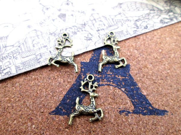 

90pcs-- reindeer charms bronze tone deer charm pendatns 20x14mm, Bronze;silver