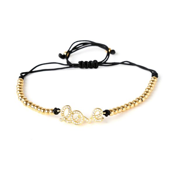 

anil arjandas braiding bracelet 5mm stainless steel beads charm micro black cz love connector macrame bracelet, Golden;silver