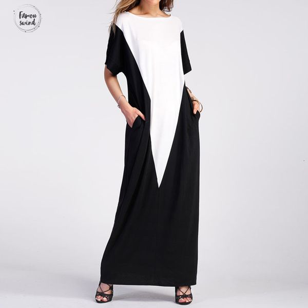 

long dress plus size women summer pockets beach vestido sundress ladies party casual o neck short sleeve maxi kaftan, Black;gray