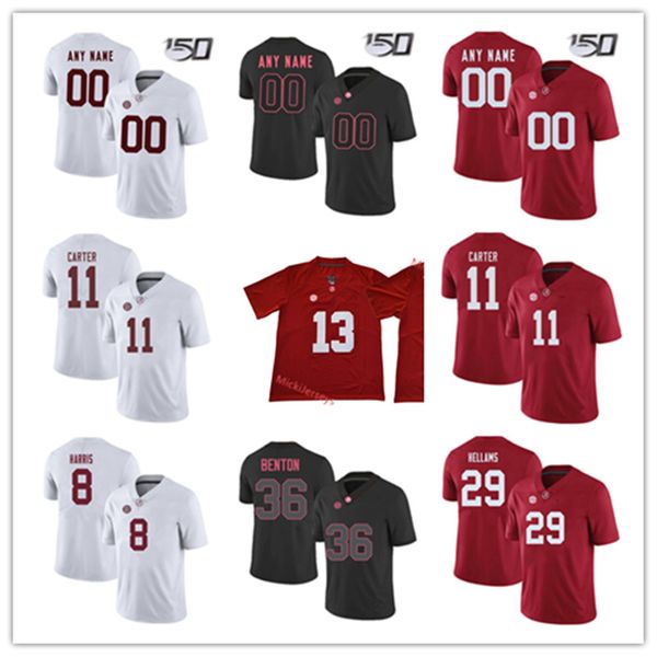 

custom alabama crimson tide football jersey 8 christian harris 36 markail benton 11 scooby carter 34 damien harris 29 demarcco hellam jersey, Black;red