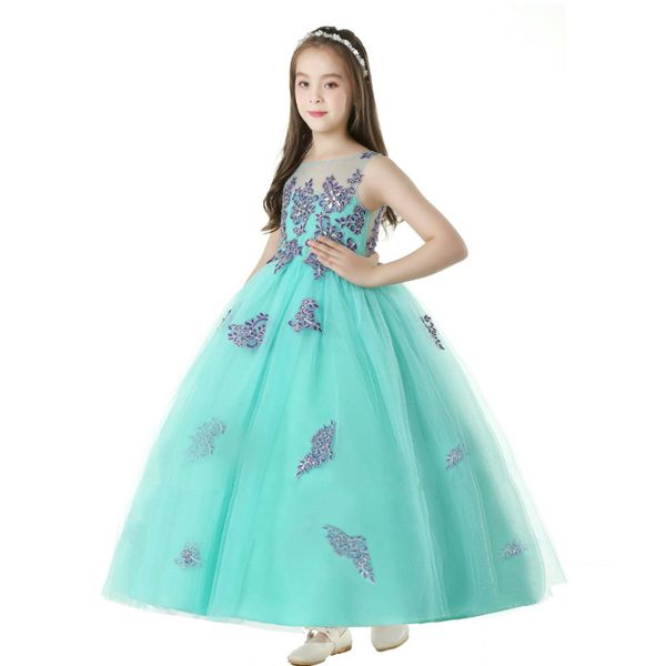 

2020 new fashion children's clothing children's pompon princess light green fight purple stage performance dress, Red;yellow