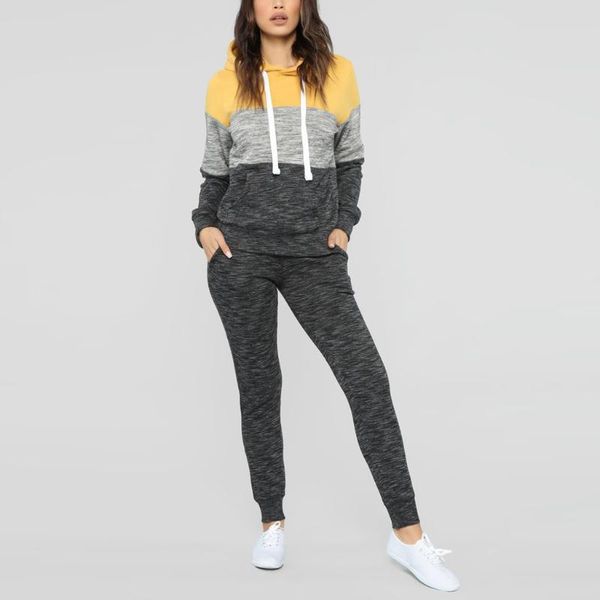 

women autumn winter tracksuit suit long sleeves thicken hooded sweatshirts trousers 2pcs set sport suit female sports set#3, White;black