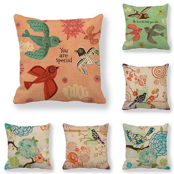 

45cm*45cm cushion cover singing bird linen/cotton pillow case sofa and home decorative pillow cover