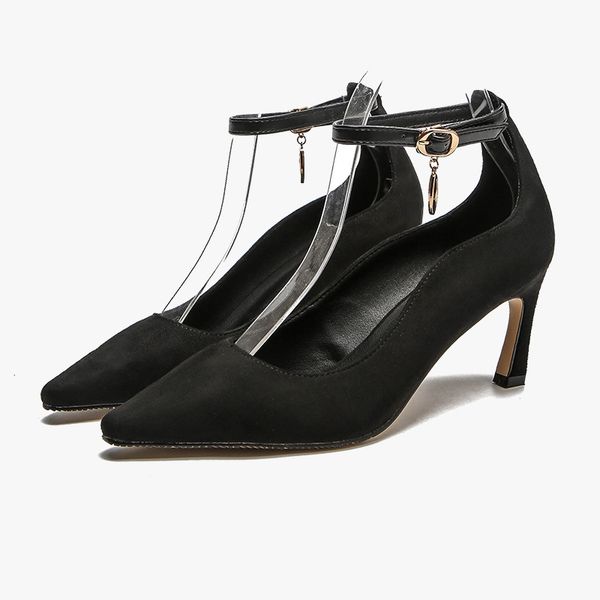 

african woman shoe shallow mouth shoes work dress professional branded pumps casual heels 2019 pointed wedge sandals, Black