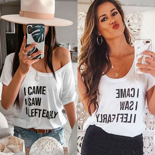 

Womens Ladies Letters Print Short Sleeve Blouse T-Shirt Casual Summer Shirt Tops