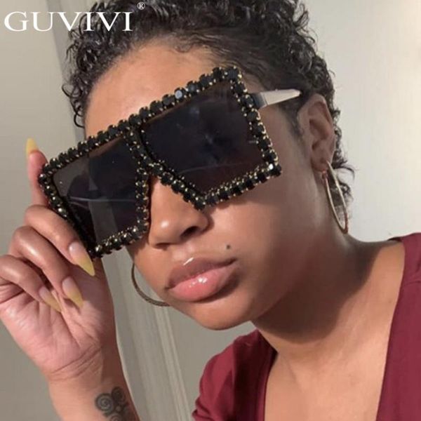

oversized square diamond sunglasses women yellow big frames glasses crystal one-piece female sun glasses rhinestone eyeglasses, White;black