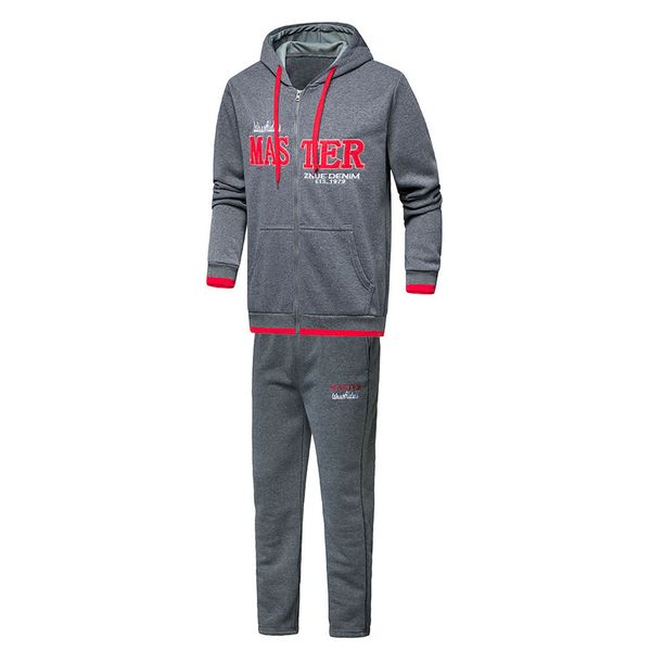 

feitong tracksuit men set spring 2019 hooded print sweatshirt pants sets sport suit tracksuit summer track suit male, Gray