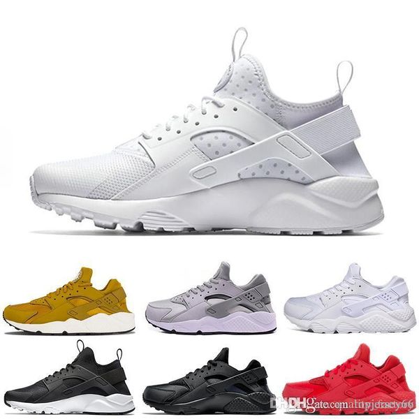 

air huarache 1,0 4,0 мужские кроссовки тройной черный белый золотой красный моды huarache мужские тренеры женщин спортивные тапки на улице, White;red