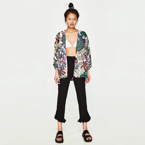 

plus size blouses for women plus 2019 size s 3xl summer sunproof chiffon kimono cardigan fashion women floral chiffon camisa mujer 227, White