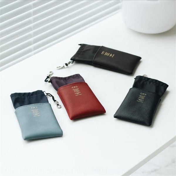 

solid color drawstring sun storage leather glasses bag travel sun glasses bag, Blue