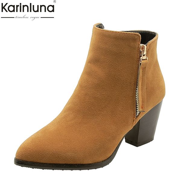 

women's 2019 big size 32-46 ankle boots women shoes woman chunky heels winter shoes woman boots, Black