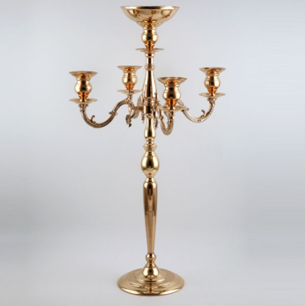 

new stylegold 5-arms candelabrum candle holders metal candelabras gold finish candlesticks candle holder wedding party event decor senyu0392