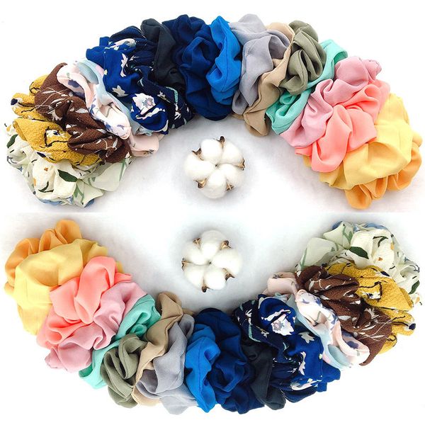 

20color / пакет шифона волос scrunchies девушки цветочные печати hairbands упругие волос веревка хвостик держатель scrunchie повязка gga2869, Slivery;white