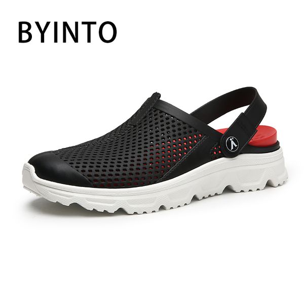 

big size 40-45 2020 summer men beach sandals garden sport shoes pvc male flat with breathable hollow wearable slippers