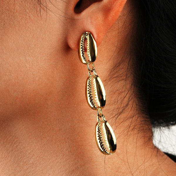 

new fashion popular alloy shell long earrings female simple and versatile temperament elegant shell earrings women jewelry, Golden;silver