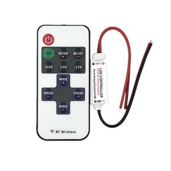 LED-Streifen-Controller, Mini-Dimmer, RF-Fernbedienung, DC 5 V, 12 V, 24 V, Controller für LEDs, 5050, 2835 Streifen, einfarbig