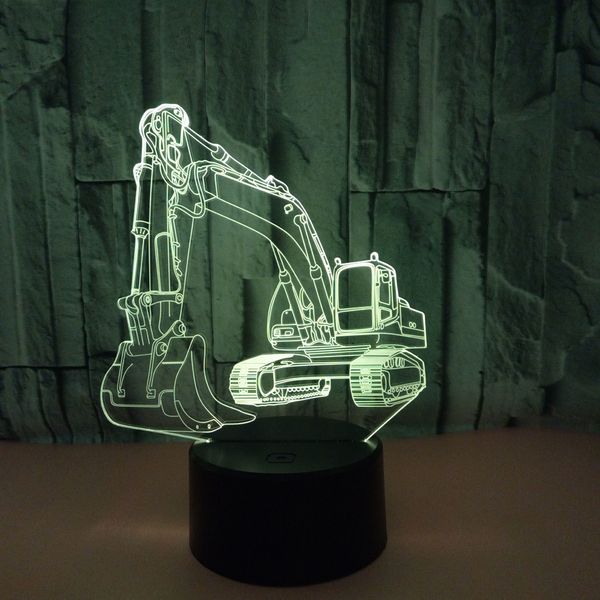 

dbf]3d lamp excavator night light illusion led table lamp 7 colors usb novelty luces car shape desk bedside nightlight lamps