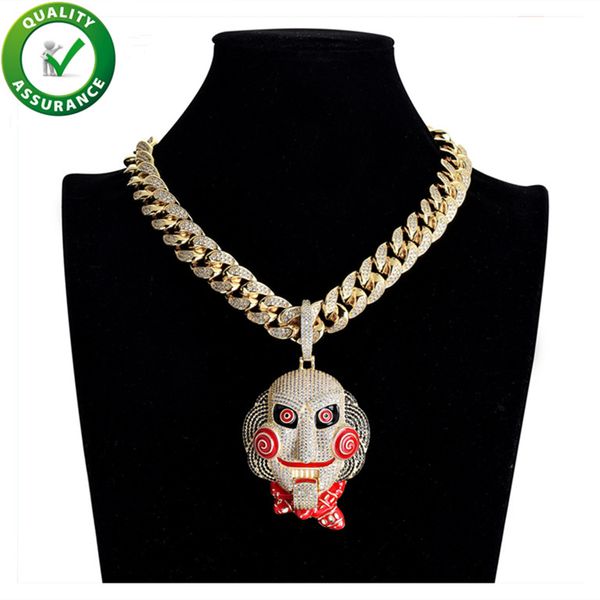 

iced out pendant luxury designer necklace hip hop jewelry mens bling diamond cuban link chain pendants rapper hiphop fashion accessories, Silver
