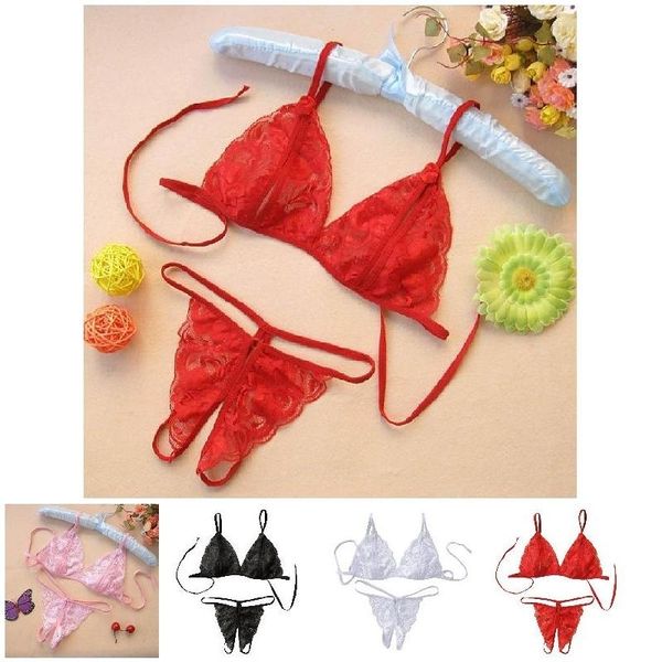 

2pcs/set g-string women fashion lingerie chiffon underwear sleepwear, Black;white