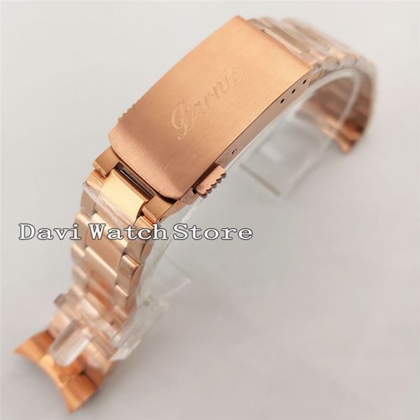 

20mm rose gold exquisite steel bracelet watch band strap fit 40mm sub watch p894, Black;brown