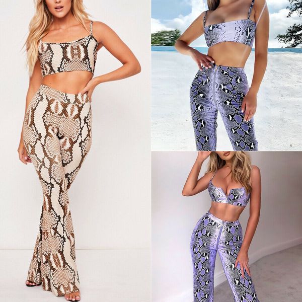 

women set print sleeveless short + wide leg trousers long pants set ladies evening party clubwear femme summer clothes, White