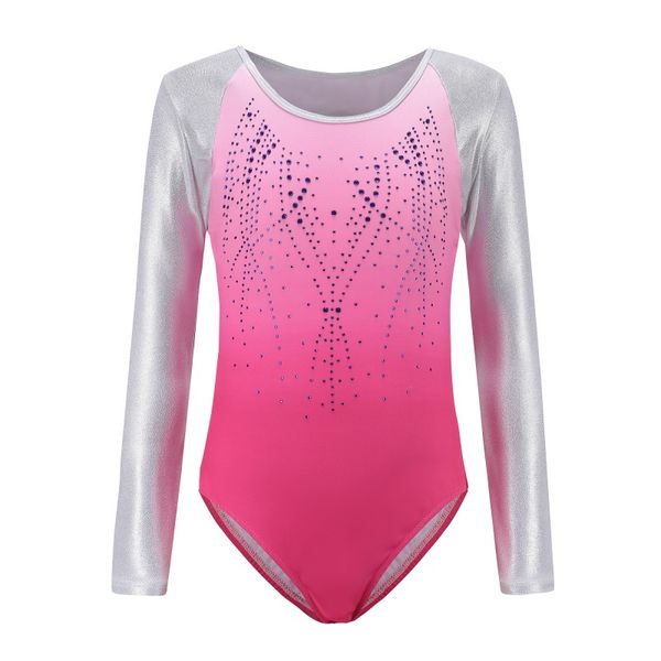 

children's ballet gymnastics suit dance practice clothes dance clothes girls long sleeve diamond pattern body suit new
