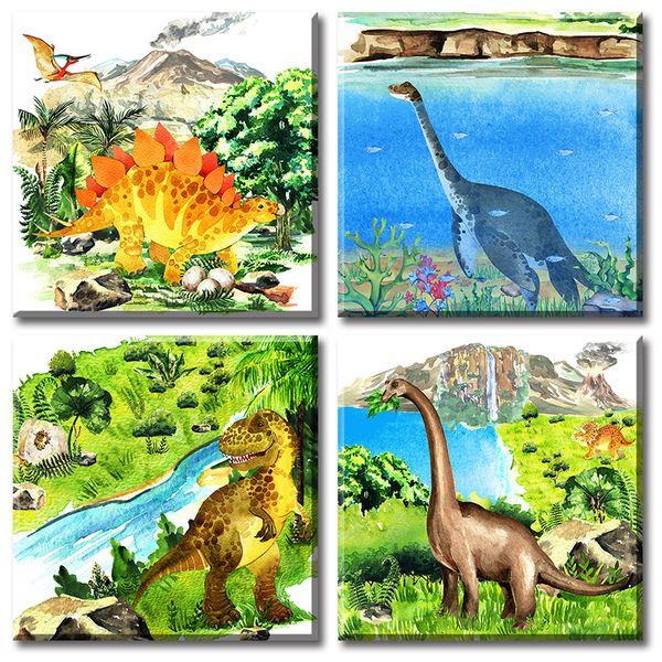 

4 piece canvas wall art animal world bird dinosaur turtle seahorse whale ocs aquatic creatures crab lobster pictures poster no framed