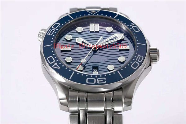 

vs 300m diving watch stainless steel watch swiss 8800 automatic 28800 vph sapphire blue wave pattern dial super water resistant luminous, Slivery;brown
