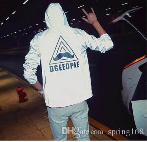 

бренд осень корейских мужчин tide 3m отражательная ветровка нападение испуская светящиеся одежды японские спортивные куртки студенческие пар, Black;brown