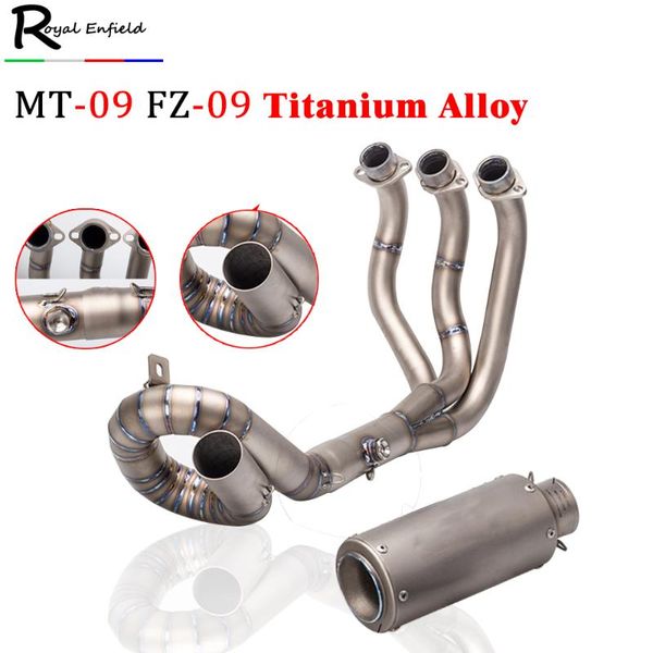 

motorcycle full exhaust system for mt-09 fz-09 mt09 fz09 titanium alloy slip on sticker muffler contact middle link pipe
