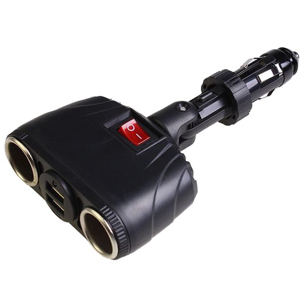 

shunwei dual usb car charger, new cigarette lighter separator black