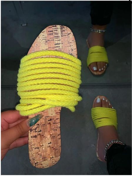 

slippers women summer sandals 2020 fashion female rope strap flat slippers beach flat shoes outdoor sandals 2020, Black