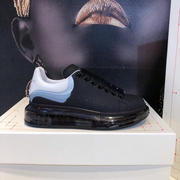 

muffin shoesss womenss leather color matching casual shoes womenss shoes transparent air cushion shoes crystal raised bottom 0444, Black