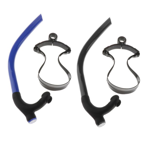 

2pcs diving swimming center snorkel silicone breath tube with head strap