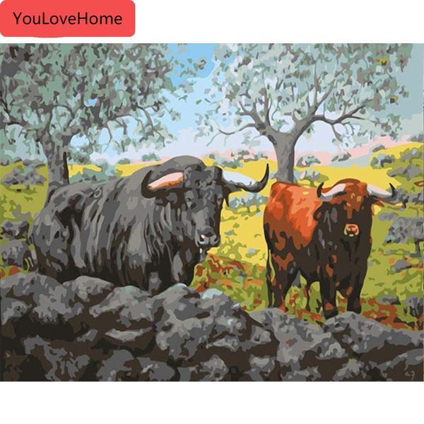 

pictures by number animals wall art drawing canvas acrylic handpainted oil painting by number cow gift home decor animals art picture