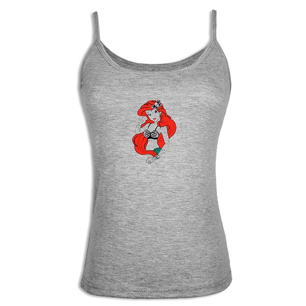 

the little mermaid ariel cute womens ladies vest singlet cotton strappy tank, White