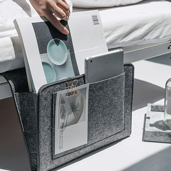 2019 Felt Bedside Caddy Storage Bag Bed Skirt Storage Pocket Organizer For Bedroom College Dorm Room Under Mattress Holder Bag From Anzhuhua 35 46