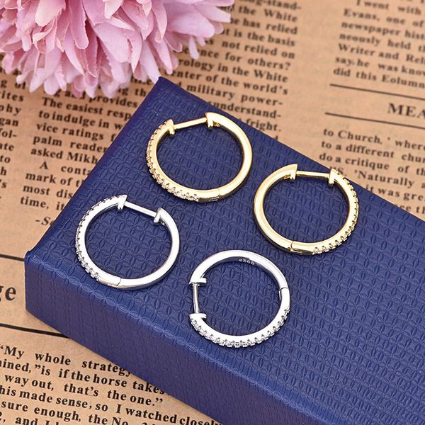

european and american earrings unique design circle inlaid zircon earrings gold silver simple temperament earrings couple jewelry