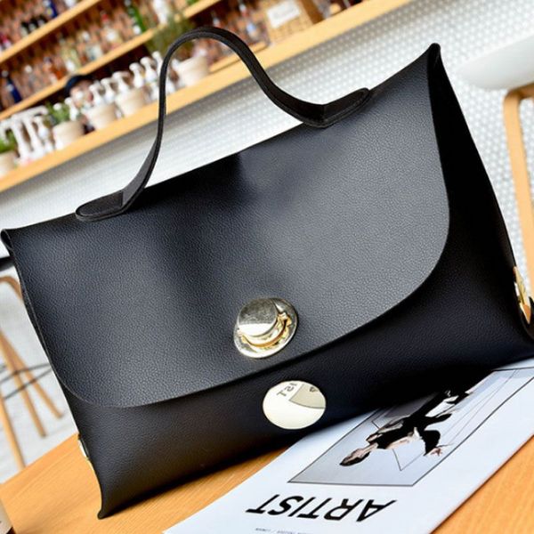 

fashion women handbag wind soft pure color handbags messenger bags shoulder bag (black)