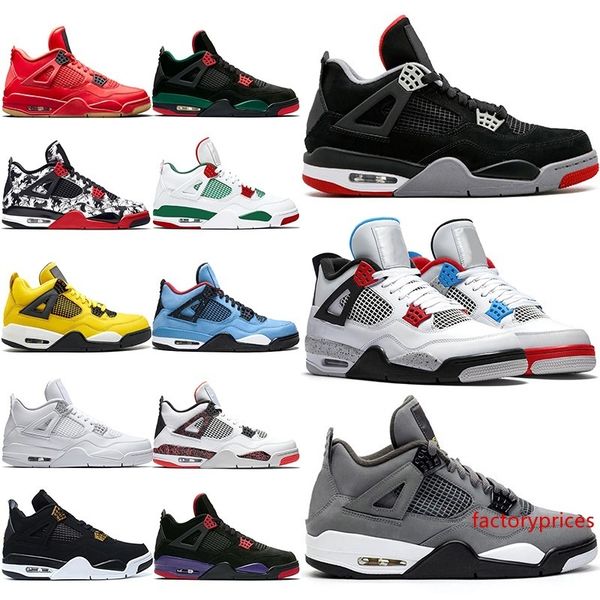 

new 4 cool grey 4s og bred for 2019 men basketball shoes white cement fire red tattoo athletic sport sneakers size 41-47