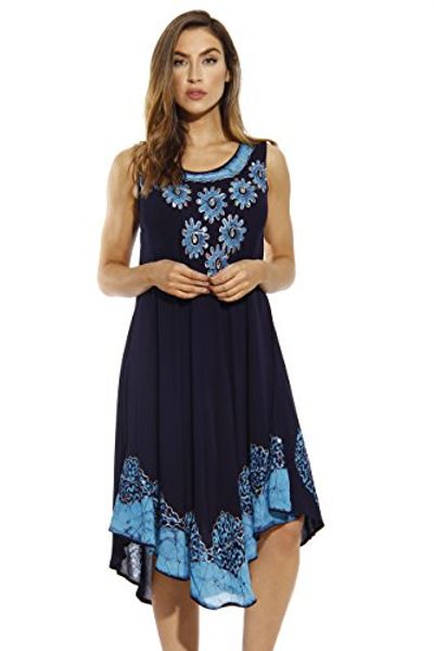 

riviera sun batik embroidered dress sundresses for women, Black;gray