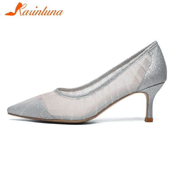 

karin female 2020 fashion pumps pointed toe shallow slip on thin heel party dress women pumps spring women shoes, Black