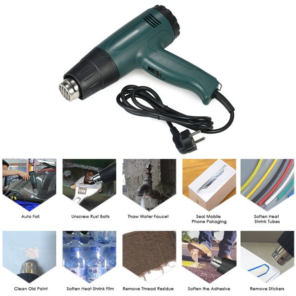 

temperature-controlled electric air gun heat gun tool set with 4pcs nozzles 1800w ac220v