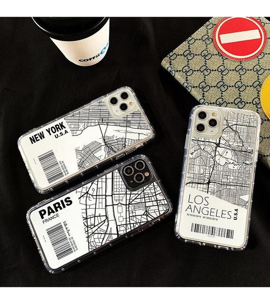 

luxury designer usa ins city map phone case for iphone 11 pro max 7 8 6 6s plus x xr xs max sketch letter soft silicone cover