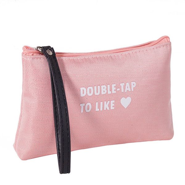 

письмо печать косметичка женщины молния небольшой макияж сумки путешествия холст дизайн мини леди туалетные сумки