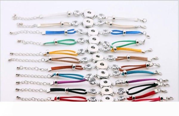 

10 design ginger snap leather bracelet snap buttons noosa chunks couple crystal bracelets fit 18mm giinger snap wholesale mixed lots, Golden;silver