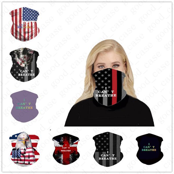 

унисекс бесшовные флаг сша череп банданы волшебный платок ездой маска трубка шеи лица платки я не могу дышать печати спорт повязка d6407, Black;white