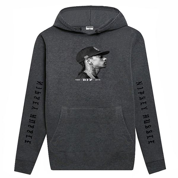 

spring autumn fleece rap hoodies mens r.i.p nipsey hussle hoodies hiphop casual sweatshirts, Black