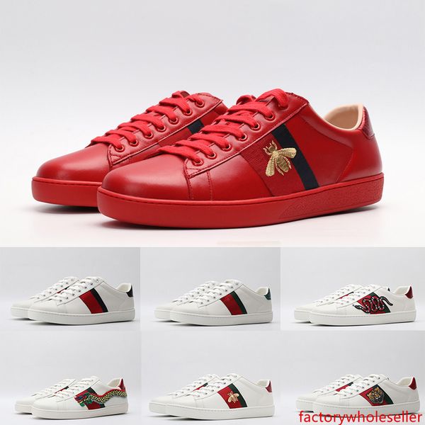 

2020 ace designer shoes men women luxury triple black white leather casual shoes vintage star stripe snake bee sneakers platform trainers